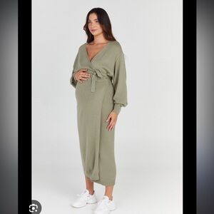 Legoe heritage Wrap maternity Dress Olive green XS